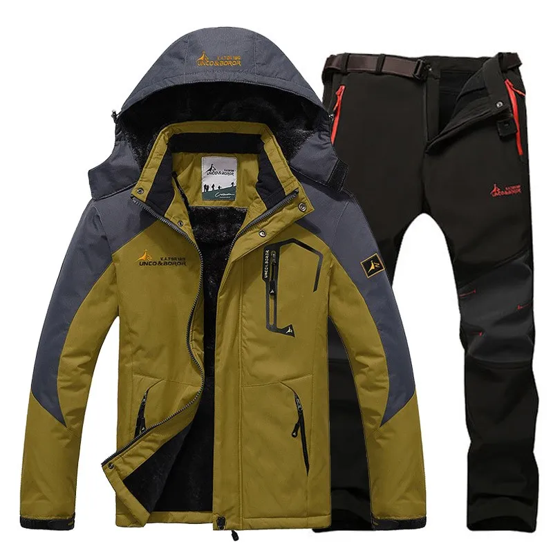 Зимняя Лыжная куртка, костюмы для мужчин, водонепроницаемая Флисовая теплая куртка для снега, для улицы, для горных лыж, сноуборд, мягкие брюки оболочки, костюмы 5XL