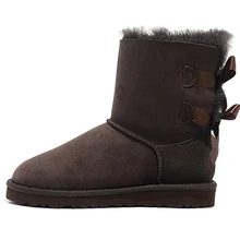 Top quality winter boots sheepskin wool real leather boots for women with bows Australia style genuine leather snow boots