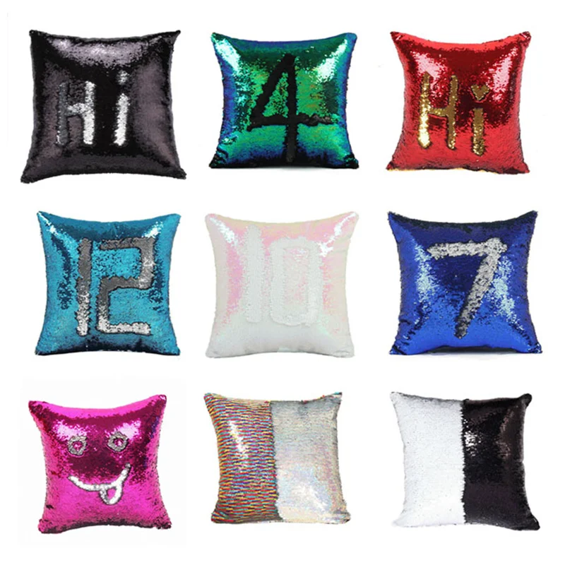 

DIY 40 * 40cm Creative Cushion Cover Magic Color Mermaid Sequins Cojin decor Home Bedroom Outdoor Car Recliner Throw Pillow Case