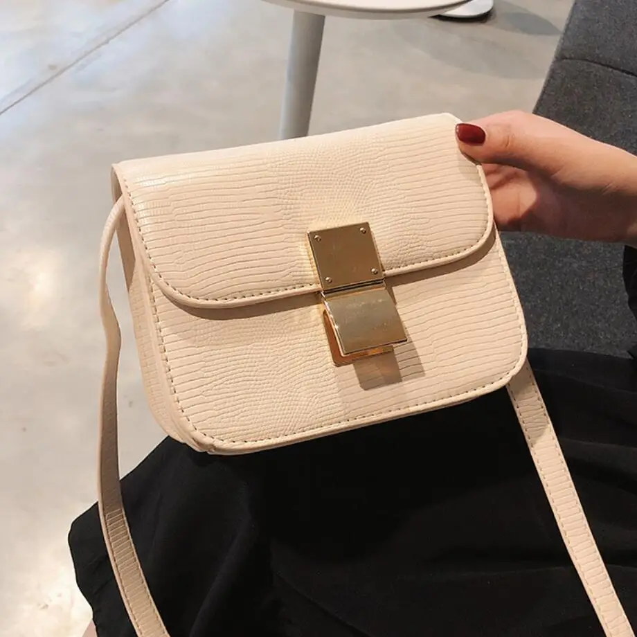 

Luxury Brand Female Square Bag 2019 New Quality PU Leather Women's Handbag Crocodile pattern Lock chain Shoulder Messenger Bag
