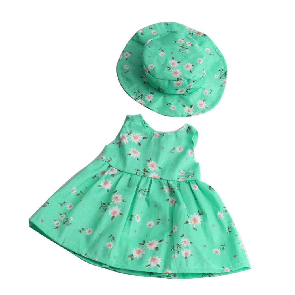     My Life Dolls Clothes Stylish Floral Dress Hat Outfit Suit Accessories Green Floral
