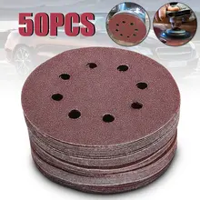 50 штук 5 ''8 отверстий 80 120 180 240 320 Грит крюк-петля смешанные шлифовальный диск Pad наждачная бумага абразивы инструмент Для Полировки