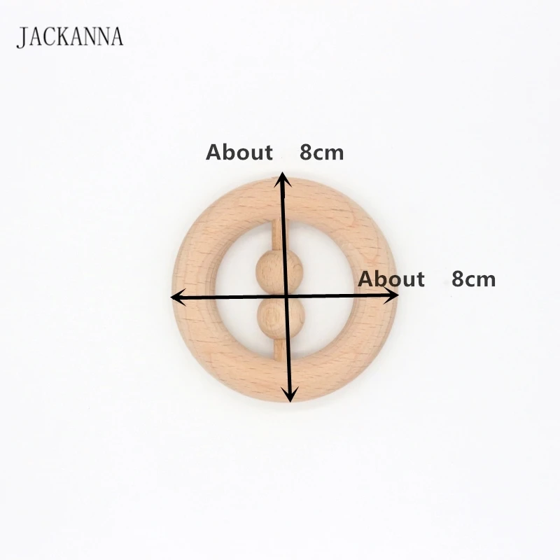 Детская погремушка из бука, круглая ручная игрушка Монтессори, органическое деревянное кольцо для прорезывания зубов, сенсорная игра, Детская жевательная игрушка, BPA бесплатно