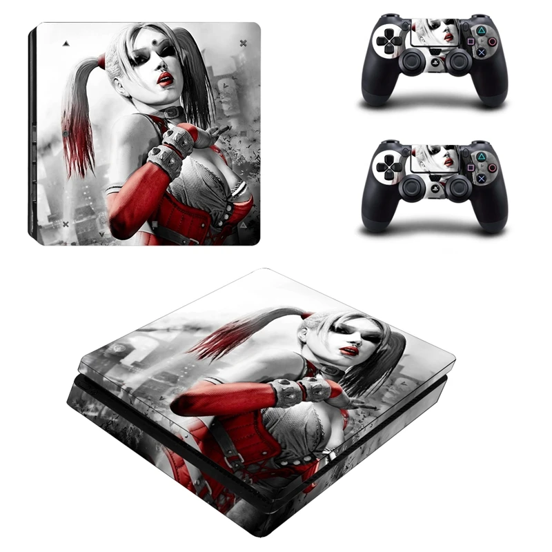 

Clown lady Harley Quinn style Skin Sticker Cover For Playstation 4 Slim PS4 Slim Console Stickers and Decals Of 2 Controllers