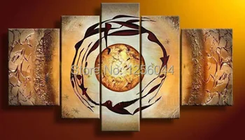 

Free Shipping home Decor Oil Painting On Canvas abstract painting 100% handmade 5pcs/set paintings for living room wall framed