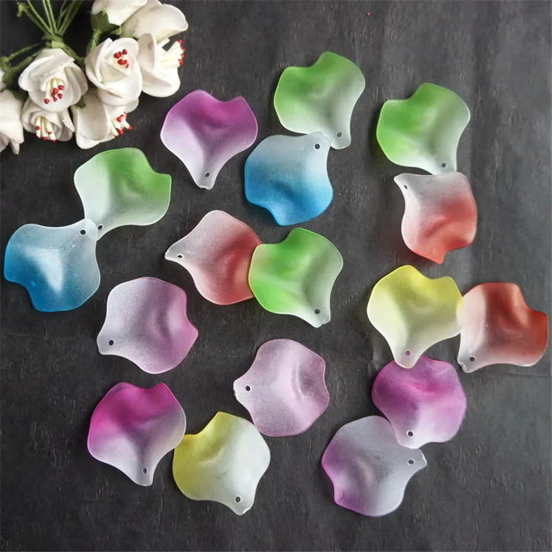 Acrylic flower Petals Hair Jewelry Beads Translucent Dull Polish Beads