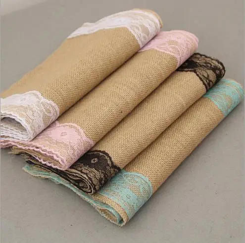 

30*270cm Vintage Burlap Table Runner for Wedding Decoration Jute Lace Wedding Tablecloth Party Decoration 4 Colors Available