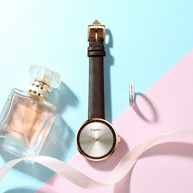 Najtaniej Fantor panie zegarki luksusowe kobiety Top marka skórzany pasek damski elegancki zegar kwarcowy zegarek na co dzień mody kobiet