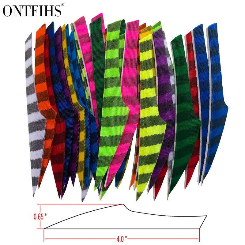 

ONTFIHS RW - 50pcs 4" Striped One Side KING Arrow Feather Fletching For Archery Arrow Accessories Fletches Feathers