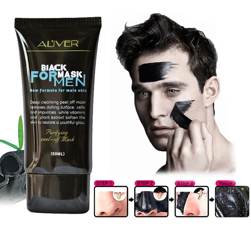 ALIVER Brand Men Black Gel Mask Skin Care Oil control Blackhead Remove Black Face Peel Off Mask