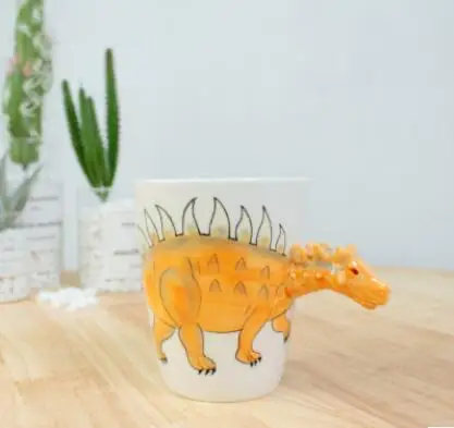 CFen A's керамическая кружка 3D в форме динозавра, ручная роспись, животные, кружка, керамическая чашка для кофе, молока, чая, кружка, подарки на день рождения - Цвет: Ankylosaurus