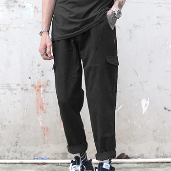 

Ankle Length Loose Harem Pants Men Oversize Hip Hop Pants Man Drawstring Cotton Pocket Pants 2020