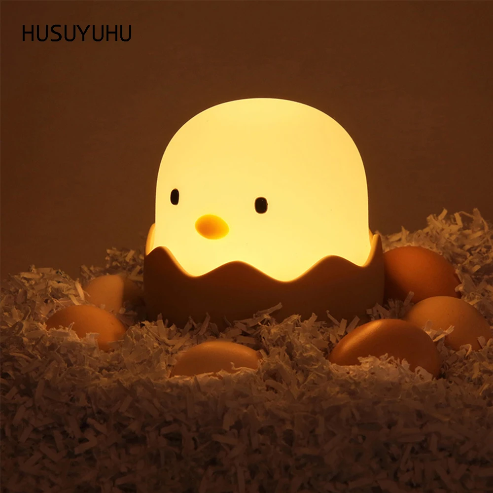 

HUSUYUHU Creative Egg Shell Night Light Touch Switch Cartoon Tumbler USB Rechargeable Warm Yellow/ White Light Bedroom Gift