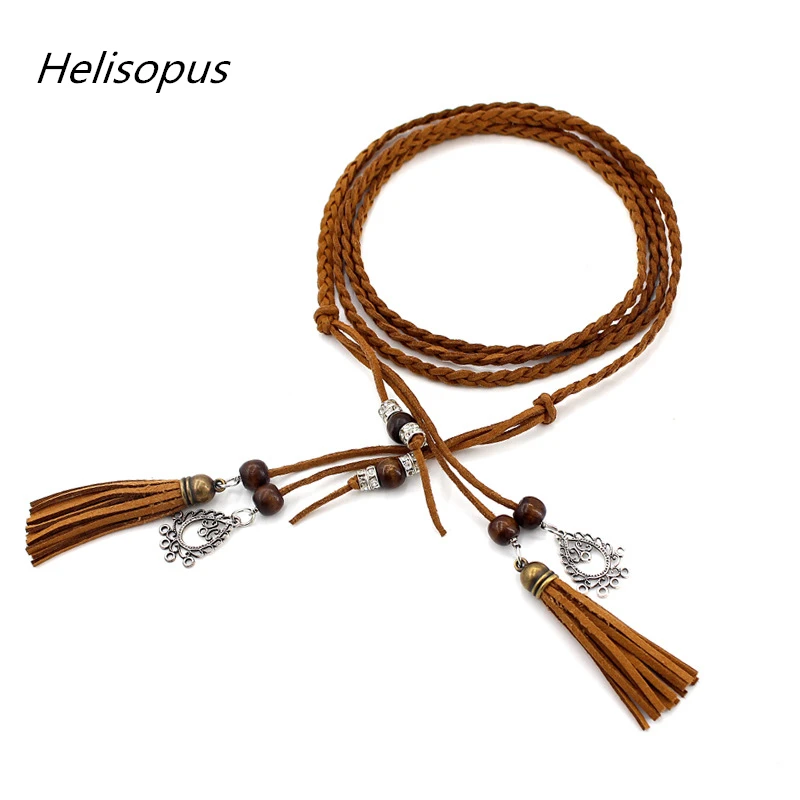 

Helisopus Vintage Braid Waist Belt For Dress Tassel Belt Girls String Waistband Knitted Strap Belt Decoration