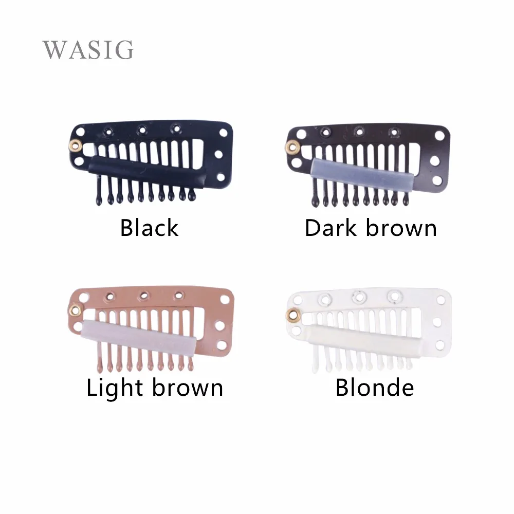 

Wigs hair clips 100pcs 36mm 10 teeth Snap Clips with silicone back for Extension hair accessories 4 Colors Available