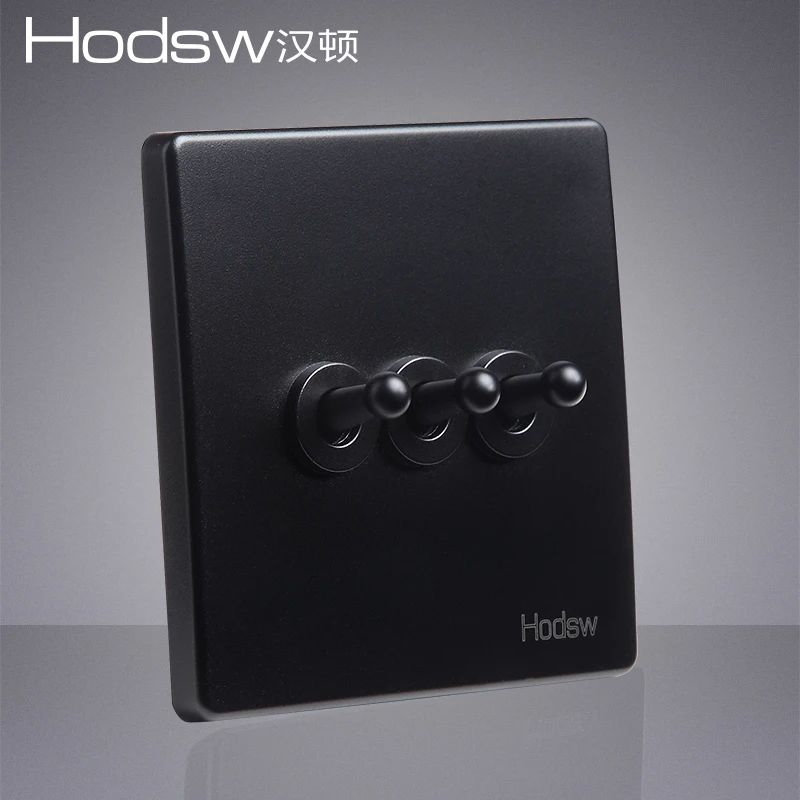 

designer switch retro little American BE black face black dial lever household three-open single control dual control switch 86