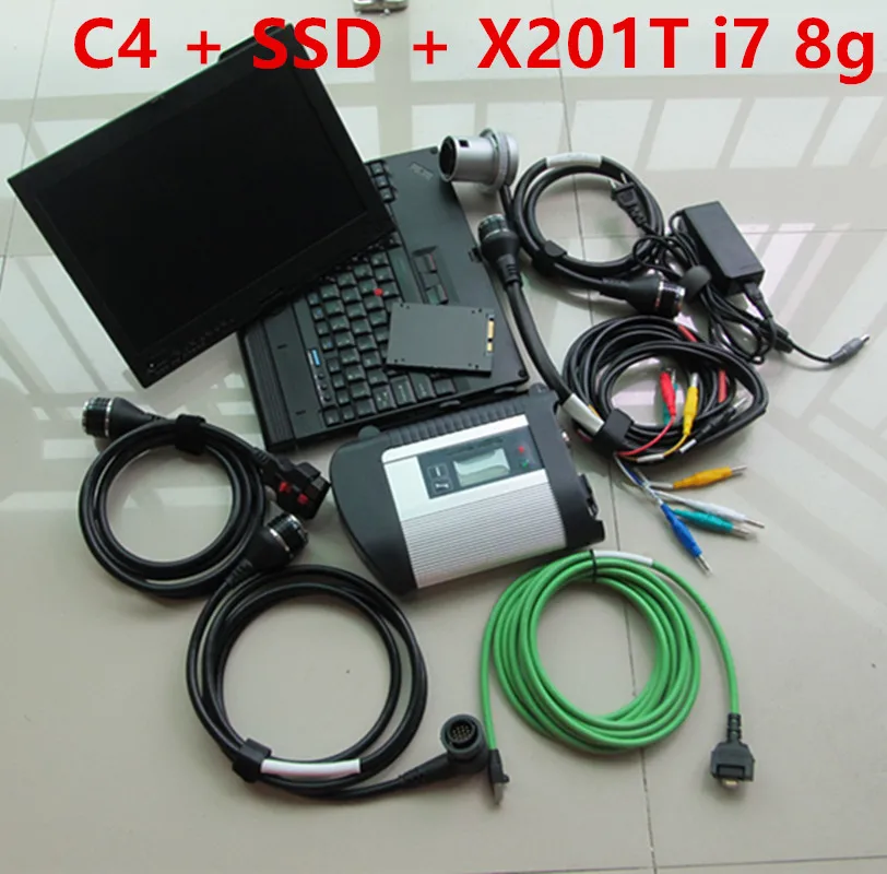 MB Star C4 SD Connect + x201t планшет (8 ГБ i7cpu) SSD диагностический компактный 4 мультиплексор 2020