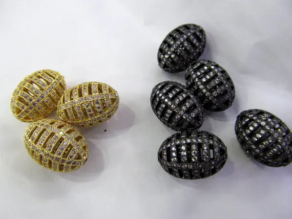 ААА КЛАССА 12 шт. 13 х 18 мм Micro Pave кубического циркония шарики Риса Баррель Барабан