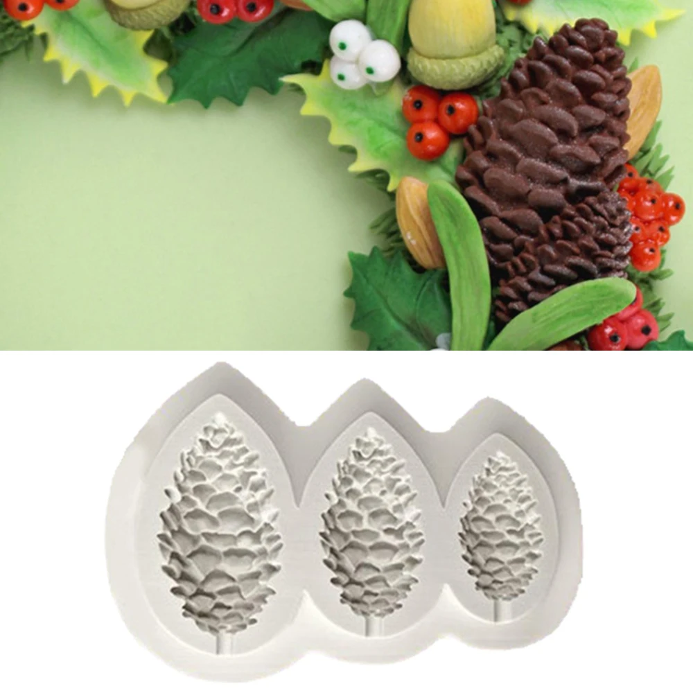 High Quality 3D Surgarcraft Pine Cones Silicone Mold Fondant Mold Cake Decorating Tools