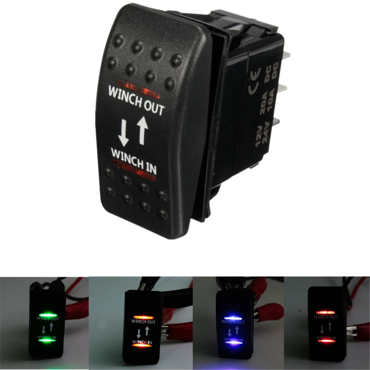 7 Pin 12v 20a Car Boat Winch In Winch Out Rocker Switch