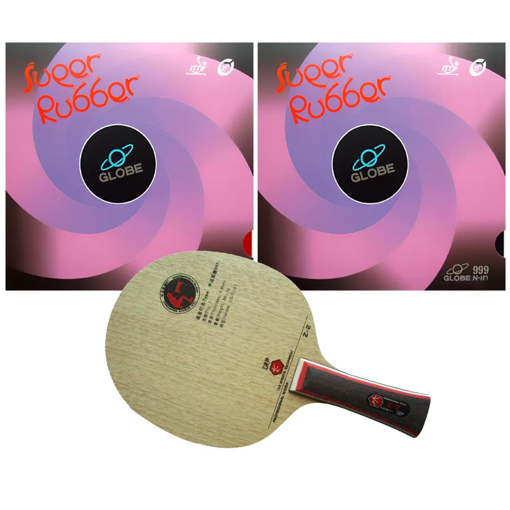 

Pro Table Tennis (PingPong) Combo Racket: RITC 729 Z-2 Blade with 2x Globe 999 Rubbers LongShakehand FL