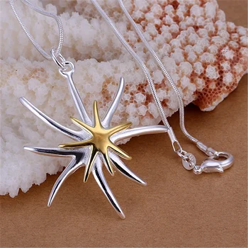 

P026 Promotions Free shipping Beautiful fashion Elegant charms Starfish Noble women lady pretty Necklace silver color jewelry