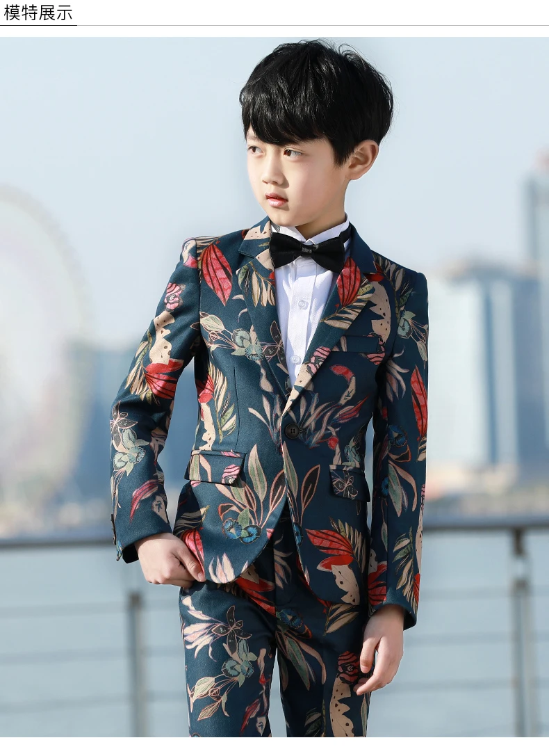 5 шт. красавец печатных костюм Enfant Garcon Mariage Детский костюм дети блейзеры костюмы для мальчиков на свадьбу Vestidos De Noiva