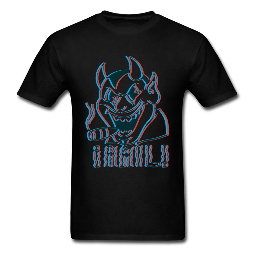 Hail Satan Vintage Stereoscope Tshirts Family Short Sleeve Normal All Cotton Round Neck Men T Shirt Tshirts Summer/Autumn Hail Satan Vintage Stereoscope black