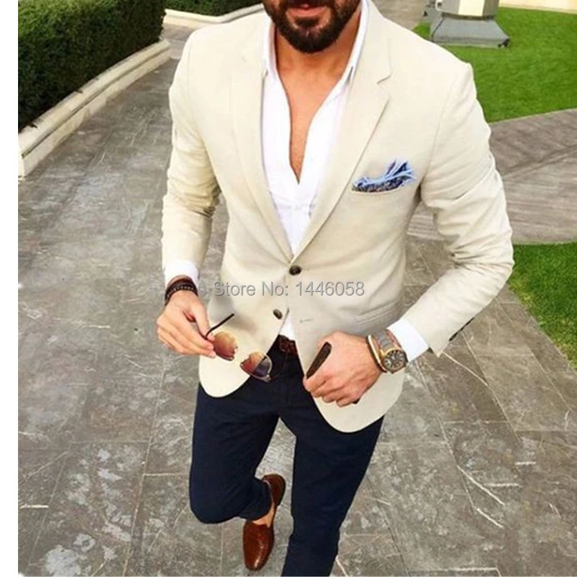 Blazer informal para hombre, traje con pantalones, esmoquin para baile de graduación, traje ajustado para novio y boda, novedad de 2018 - AliExpress