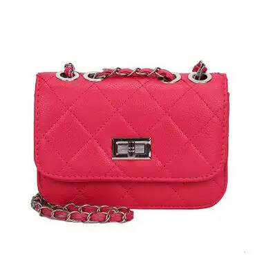 Rose Red Модные новые сумки, высокое качество, искусственная кожа, женская сумка, маленькая, для благовоний, с ветровой цепочкой, сумка на плечо, с замком, с решеткой - Цвет: Rose Red
