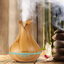 EASEHOLD 400ml Aroma Essential Oil Diffuser Ultrasonic Air Humidifier with Wood Grain 7 Color Changing LED Lights electric