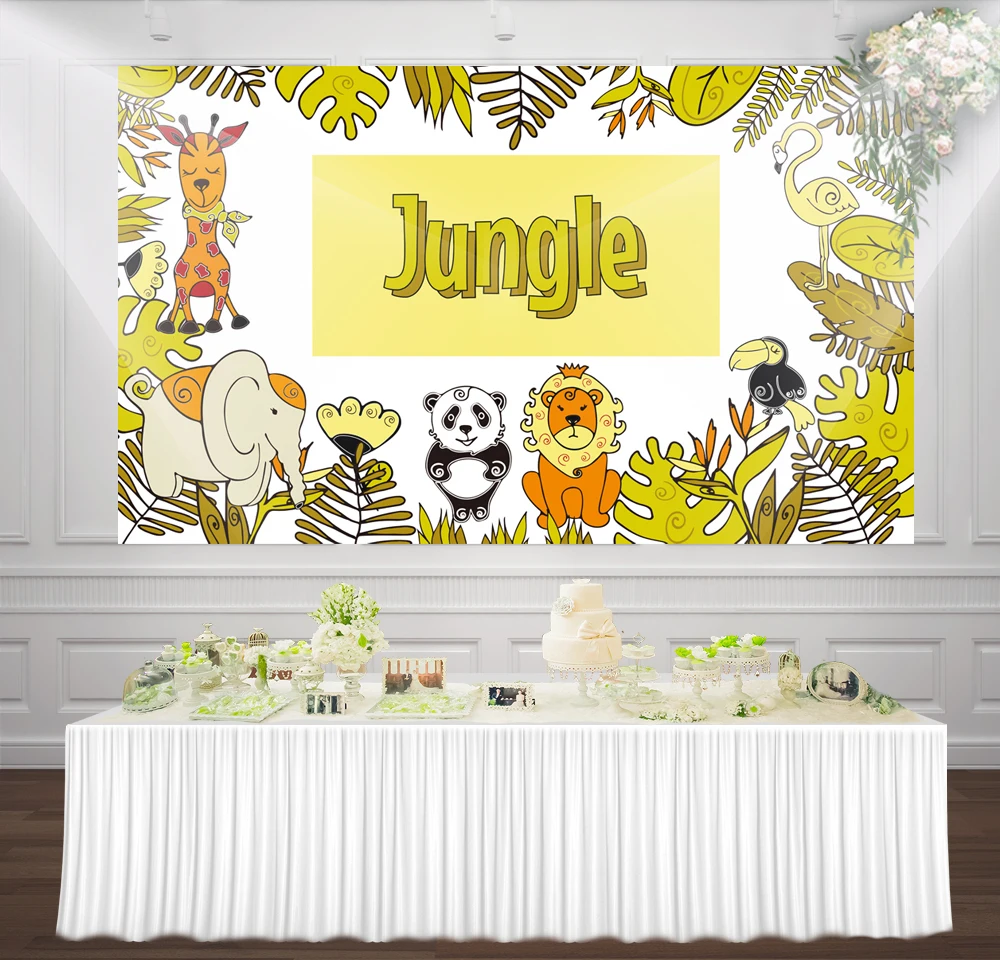 Safari Jungle Birthday Banner Cute ZOO Animal Forest woodland backdrops Photography party background photo booth wall Decoration
