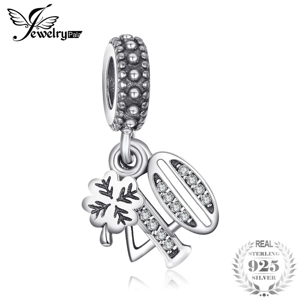 

Jewelrypalace 925 Sterling Silver Charms 40 Anniversary Gifts Hanging Cubic Zirconia Charm Fit Bracelets Bangles Number Jewelry