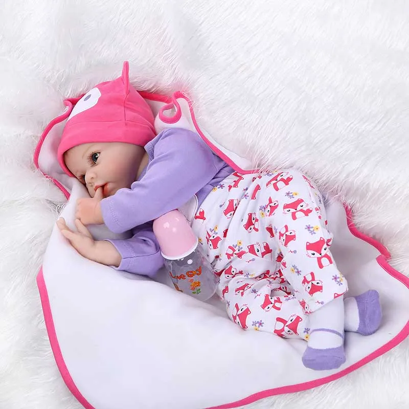

NPK 22 Inch Lifelike Reborn Newborn Dolls Silicone Realistic Baby Doll Set for Kid Playmate Toy Gift M09