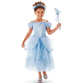 Г. платье для девочек детская одежда для костюмированной вечеринки в белоснежном стиле бальное платье принцессы для маленьких девочек, платья Рапунцель Авроры Белль - Цвет: Синий