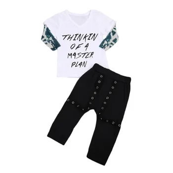 

Pudcoco Clothes For Boys T shirt And Leggings Baby Boys Clothes Summer Letter Print Think of a master Plan