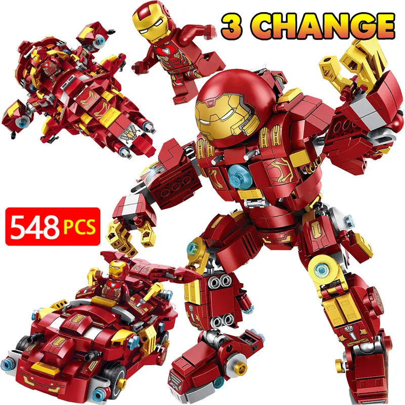

New 3 Forms Marvel Super Hero Avengers Movie Compatible LegoINGLYs Iron Man Technic Blocks Building Blocks Toy For Boy