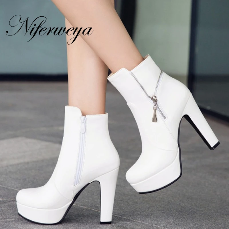 yellow Cm Grande Bottes De Beige Chaussures Printemps Femmes 34 Sexy Plate Épais automne forme Mode 5 Zipper white Talon Mujer Haute 12 Taille Zapatos black Talons Cheville 50 dtsrChQ