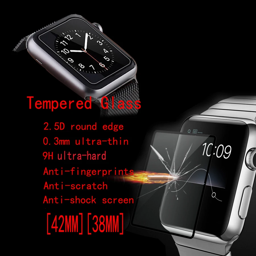 

5Pcs/Lot FENGHEMEI Tempered Glass For Apple Watch IWatch 42 38 44 40 mm Series 4 3 2 1 Full Screen Normal 3D 2.5D Protector