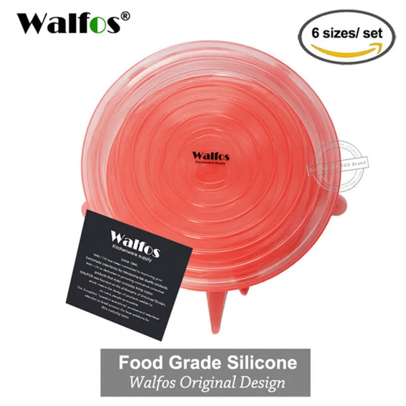 WALFOS 6 шт./компл. Универсальный Еда силиконовый чехол многоразовые силиконовые стрейч крышки для посуды для крышек кастрюль Кухня аксессуары - Цвет: Красный