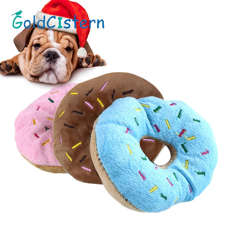 

3Colors Pet dog Chew Toys Cream Bakery Shape Plush ToyPlay Squeaky Sound Plush Toys Dogs Toys