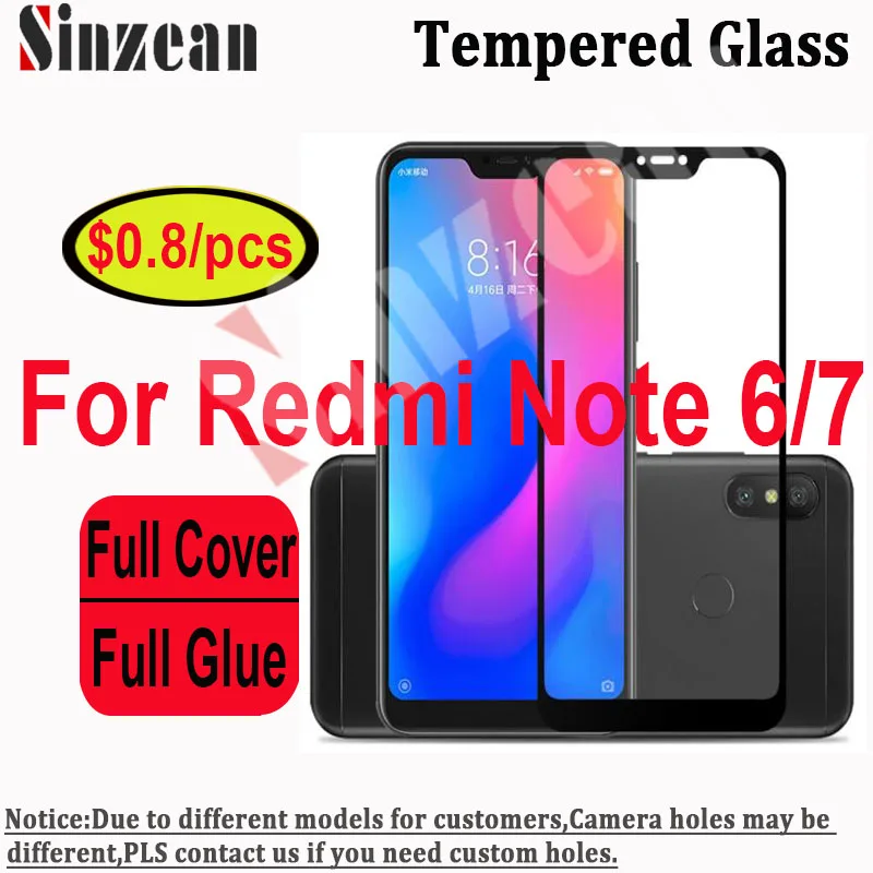 

Sinzean 25pcs For Xiaomi Redmi Note 7 2.5D Full Cover Tempered Glass For Redmi Note 6 Pro Full Glue Screen Protector Film