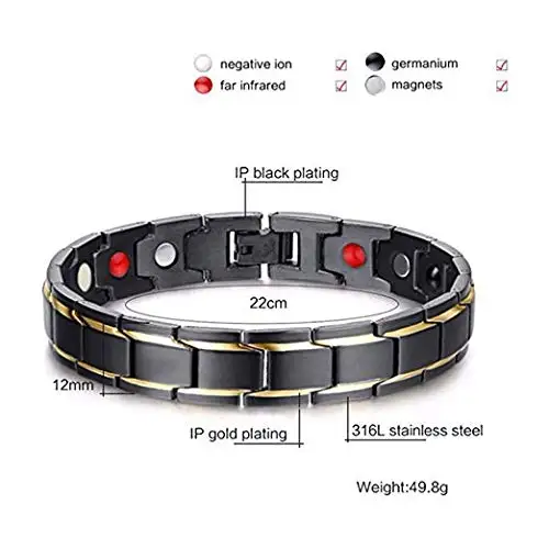 4 Colors New Fashion Therapeutic Energy Healing Bracelet Stainless Steel Magnetic Therapy Bracelet