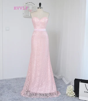 

Sexy Mermaid Sweetheart Floor Length Pink Lace Long Bridesmaid Dresses Cheap Under 50 Wedding Party Dresses