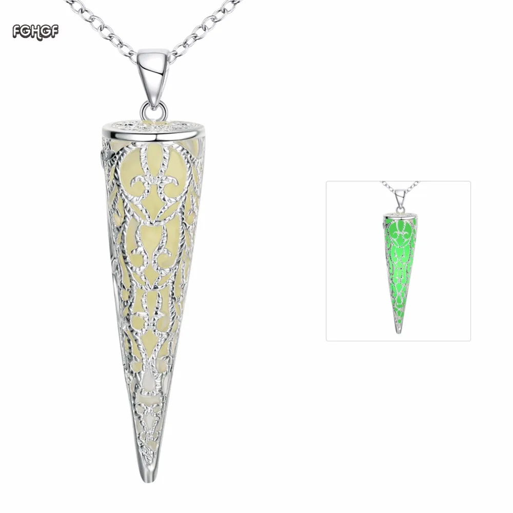 

FGHGF Fluorescent Series Creative Fluorescent Necklace Fashion Personality Cone Hollow Light Pendant Necklace