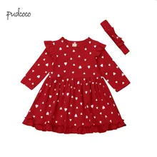 Pudcoco/Новинка; Брендовое платье с длинными рукавами для маленьких девочек; праздничное платье принцессы