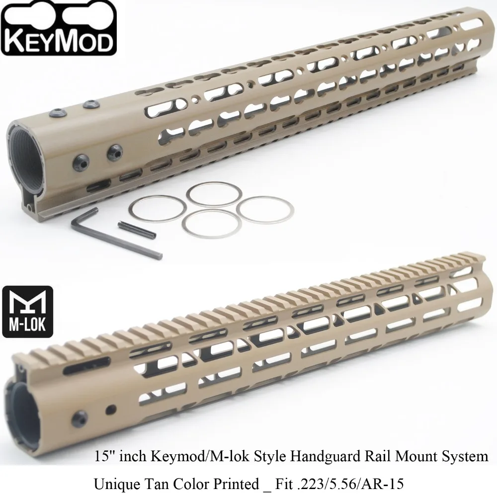 Trirock ”polegada Keymod M-lok Estilo Ferroviário Handguard Free Float Picatinny Mount System_tan Impresso Fit. 223 5. 56 Ar-15 15 –