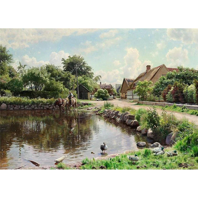 YIKEE diamond painting countryside,diamond painting square rhinestones