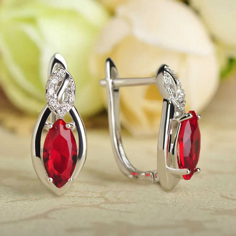 

Dazz Fashion Exquisite Horse Eye Shape Red Rhinestone Stud Earrings Copper Jewelry For Women Lady Girls Daily Wine Party Bijoux