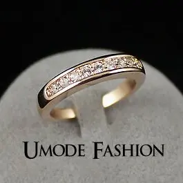 UMODE 50% скидка! Обручальное кольцо высшего качества с покрытием из розового золота 18к и 9 стразами JR0001A